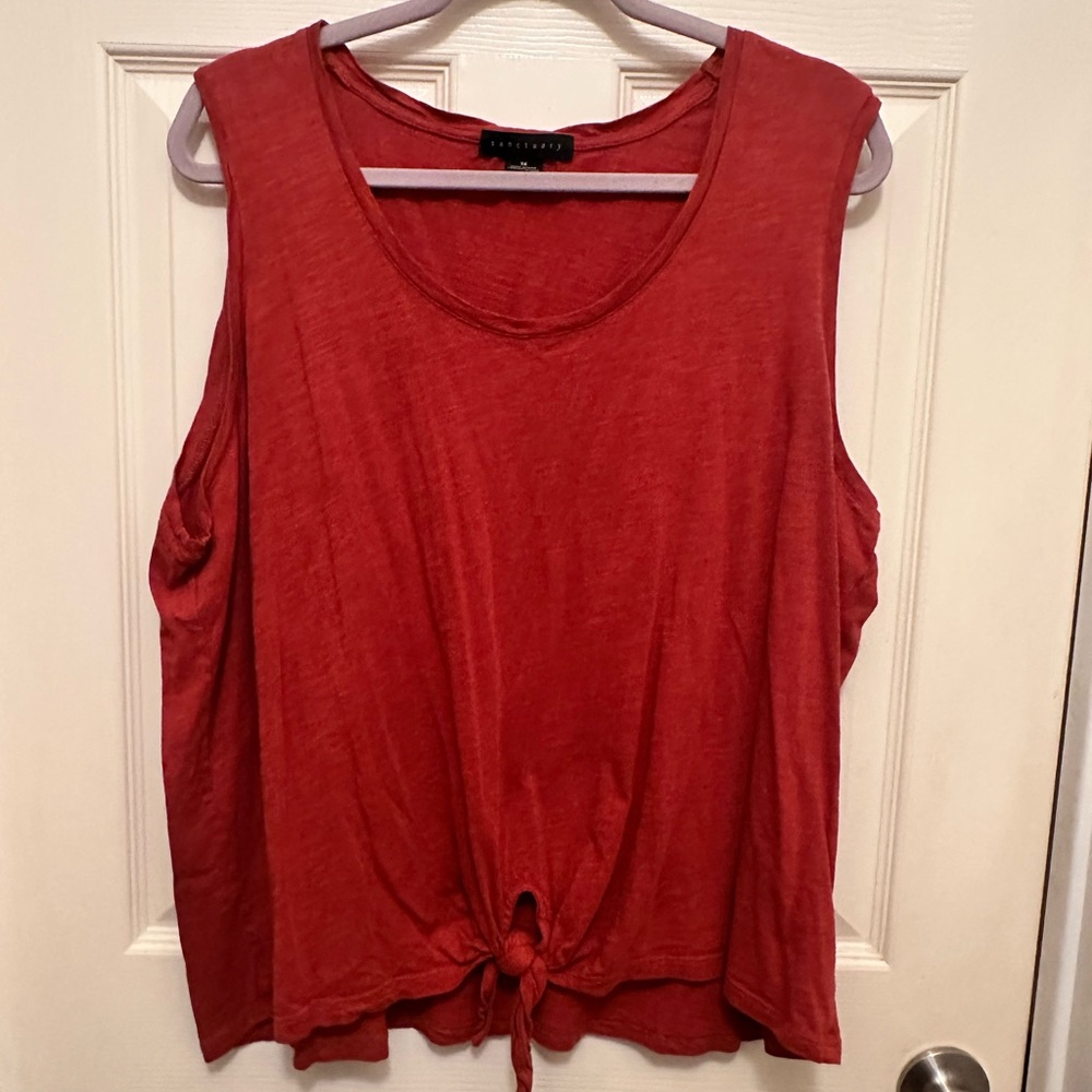 Sanctuary Red Tie-Front Tank Top